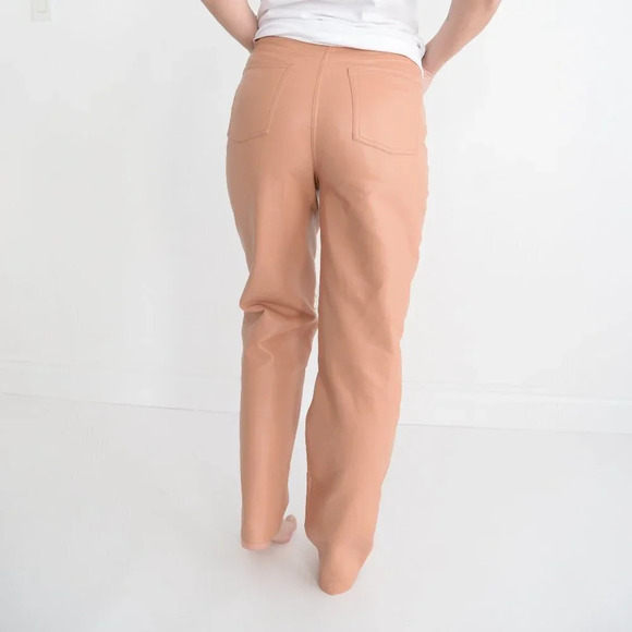Aritzia Wilfred The Melina Pant Terracotta  Vegan Leather Straight Leg 8 - Picture 3 of 13
